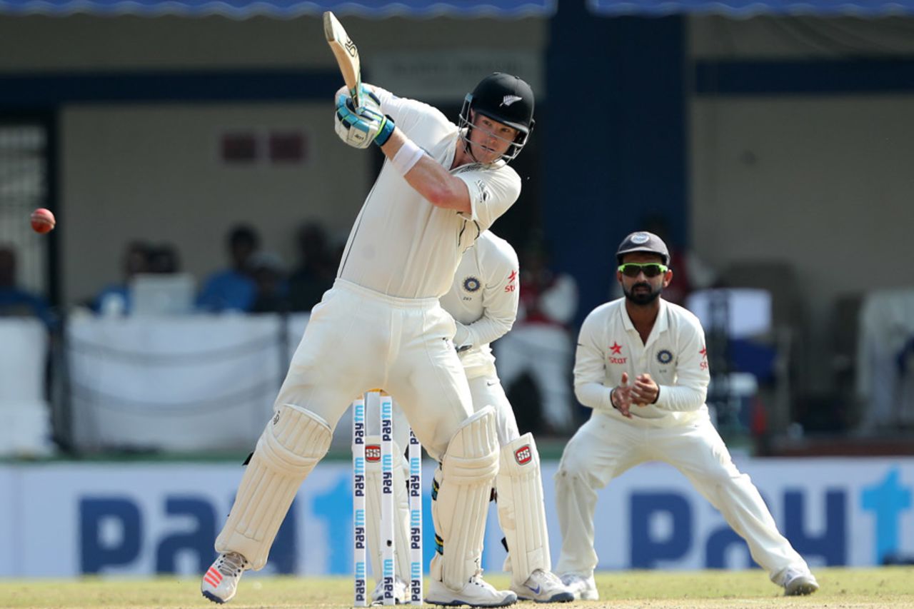 James Neesham muscles one through midwicket, India v New Zealand, 3rd Test, Indore, 3rd day, October 10, 2016