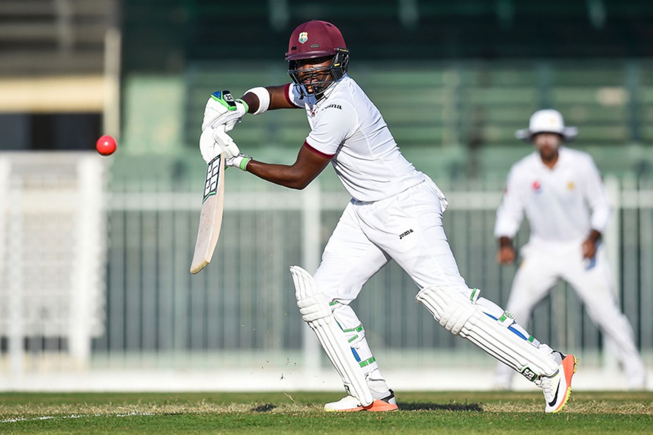 Darren Bravo taps the ball on to the off side, Pakistan Cricket Board Patron's XI v West Indians, 3rd day, Sharjah, October 9, 2016