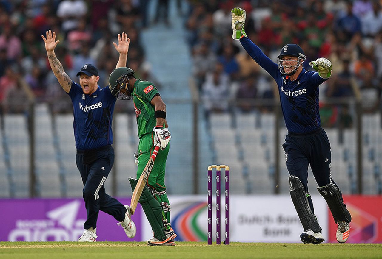 Sabbir Rahman was caught behind by Jos Buttler off Adil Rashid, Bangladesh v England, 3rd ODI, Chittagong, October 12, 2016