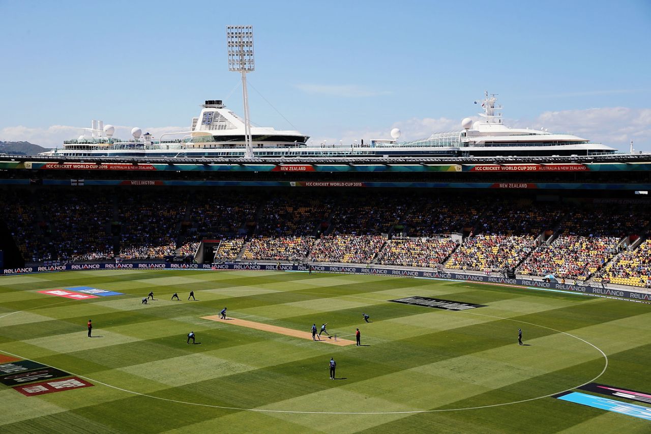 A cruise ship overlooks the stadium, New Zealand v England, World Cup 2015, Group A, Wellington, February 20, 2015
