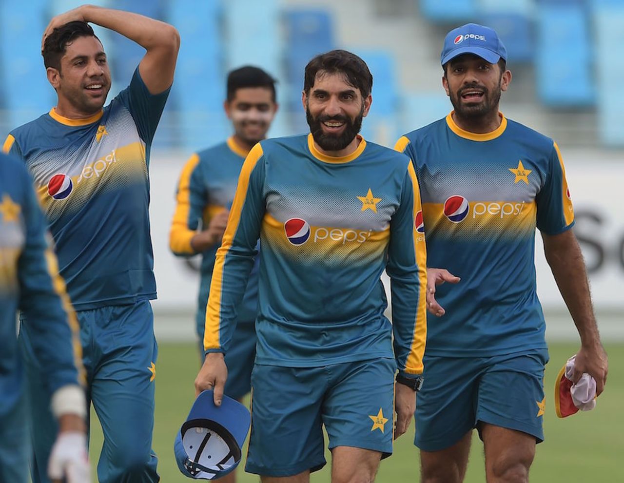 Misbah-ul-Haq has a laugh with team-mates, Dubai, October 12, 2016