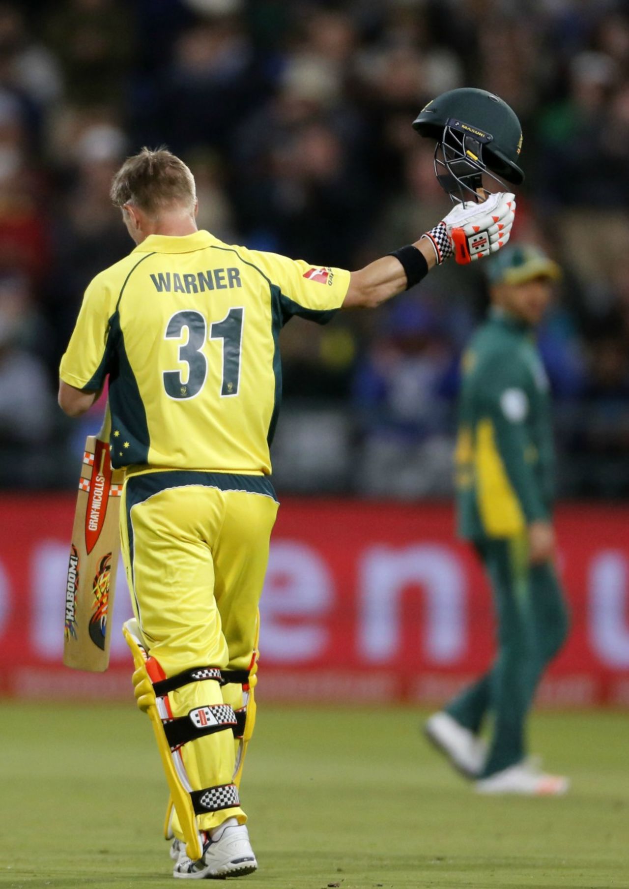 David Warner brought up his third 150-plus score, South Africa v Australia, 5th ODI, Cape Town, October 12, 2016
