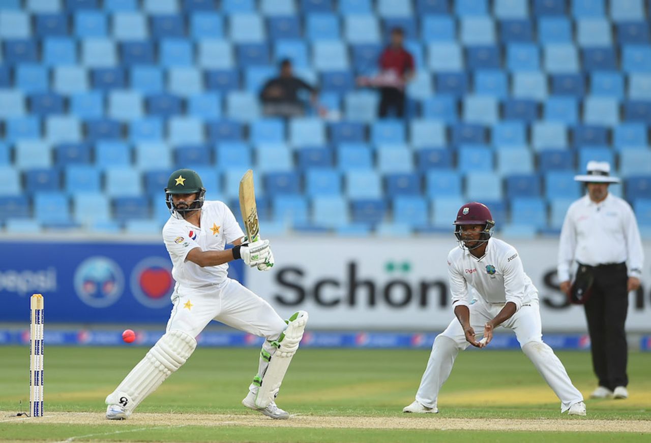 Azhar Ali sends the ball square, Pakistan v West Indies, 1st Test, Dubai, 1st day, October 13, 2016
