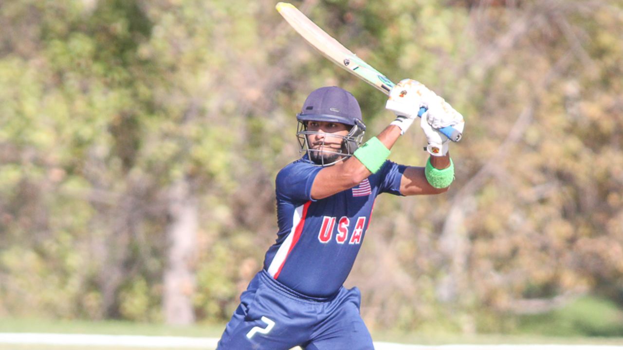Fahad Babar cuts through the off side during his 62, USA v Canada, Auty Cup, Los Angeles, October 14, 2016