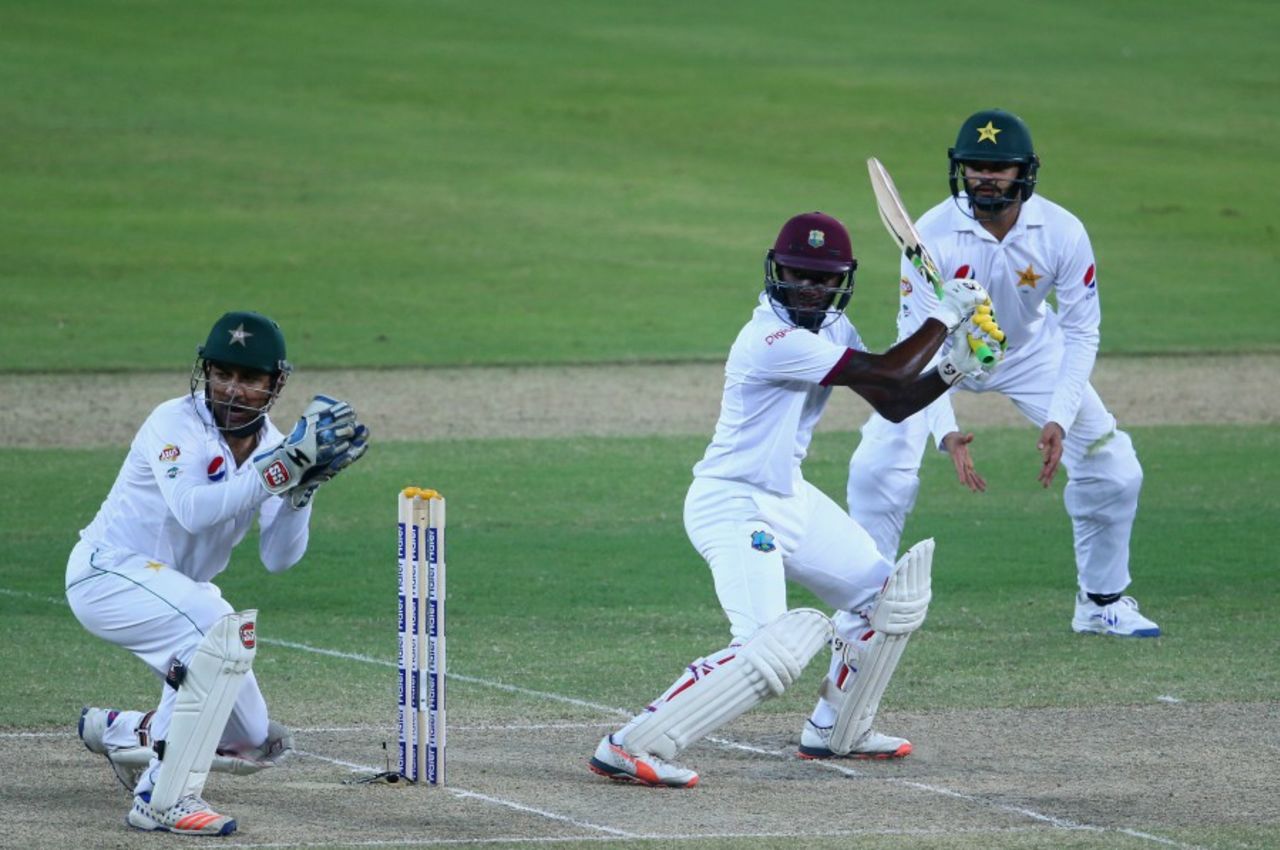 Jermaine Blackwood glides one past slip, Pakistan v West Indies, 1st Test, Dubai, 3rd day, October 15, 2016