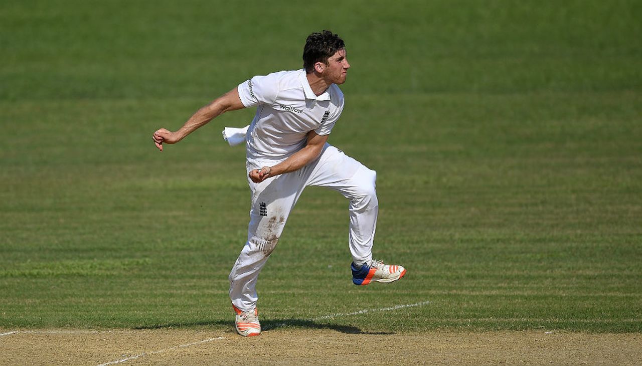 Zafar Ansari in his follow-through, BCB XI v England XI, tour match, 1st day, Chittagong, October 16, 2016