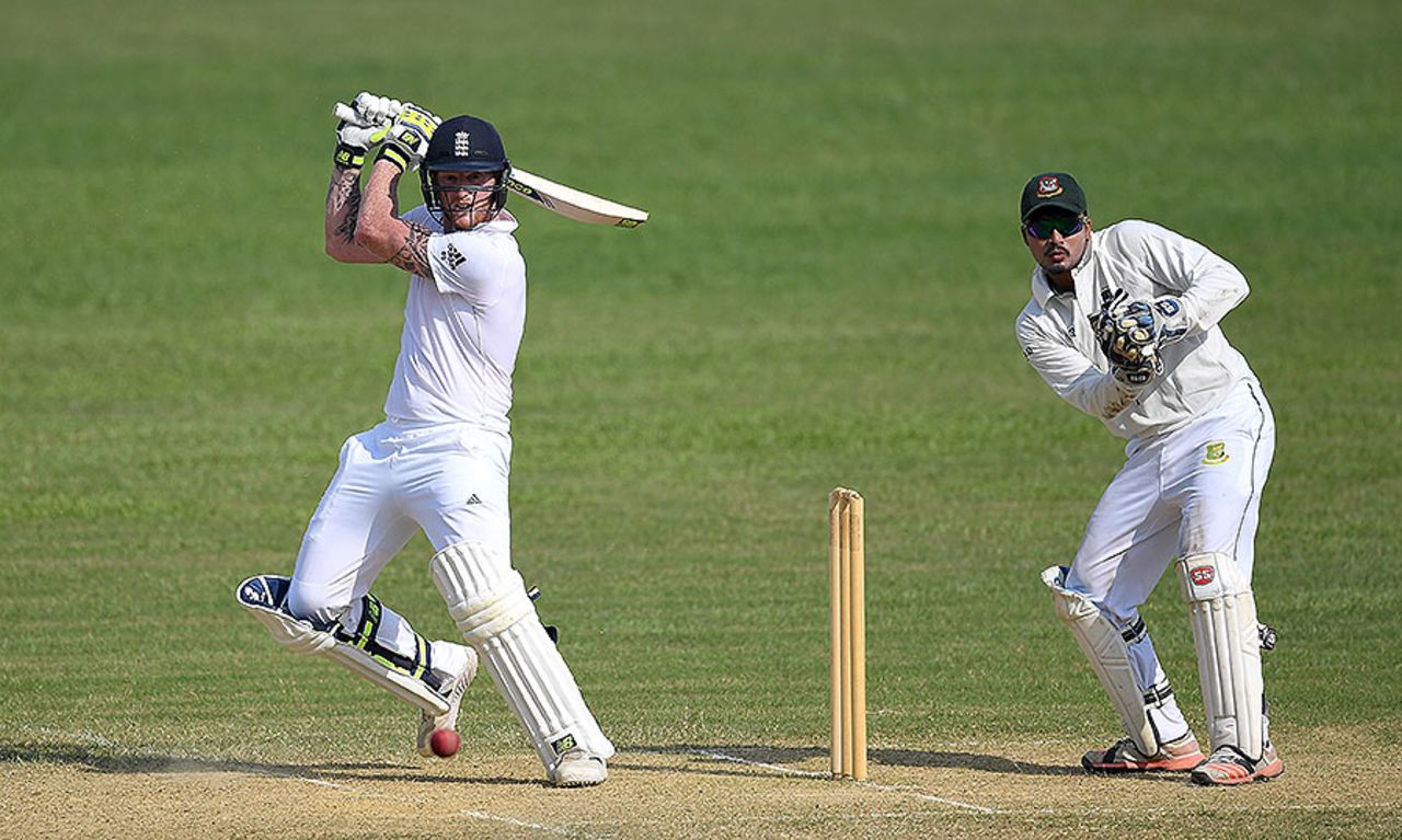 Ben Stokes cuts through the covers, BCB XI v England XI, tour match, 1st day, Chittagong, October 16, 2016