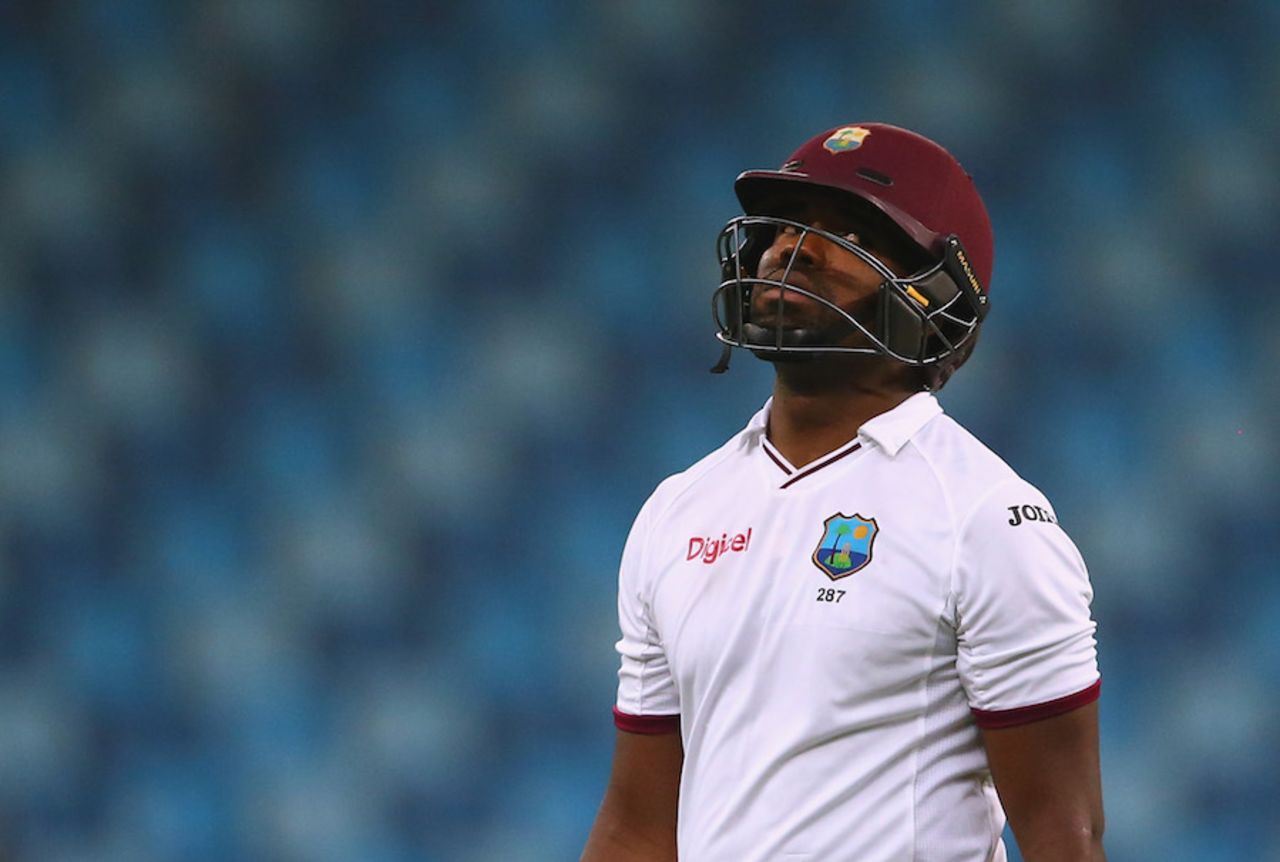 A dejected Darren Bravo walks back, Pakistan v West Indies, 1st Test, Dubai, 5th day, October 17, 2016