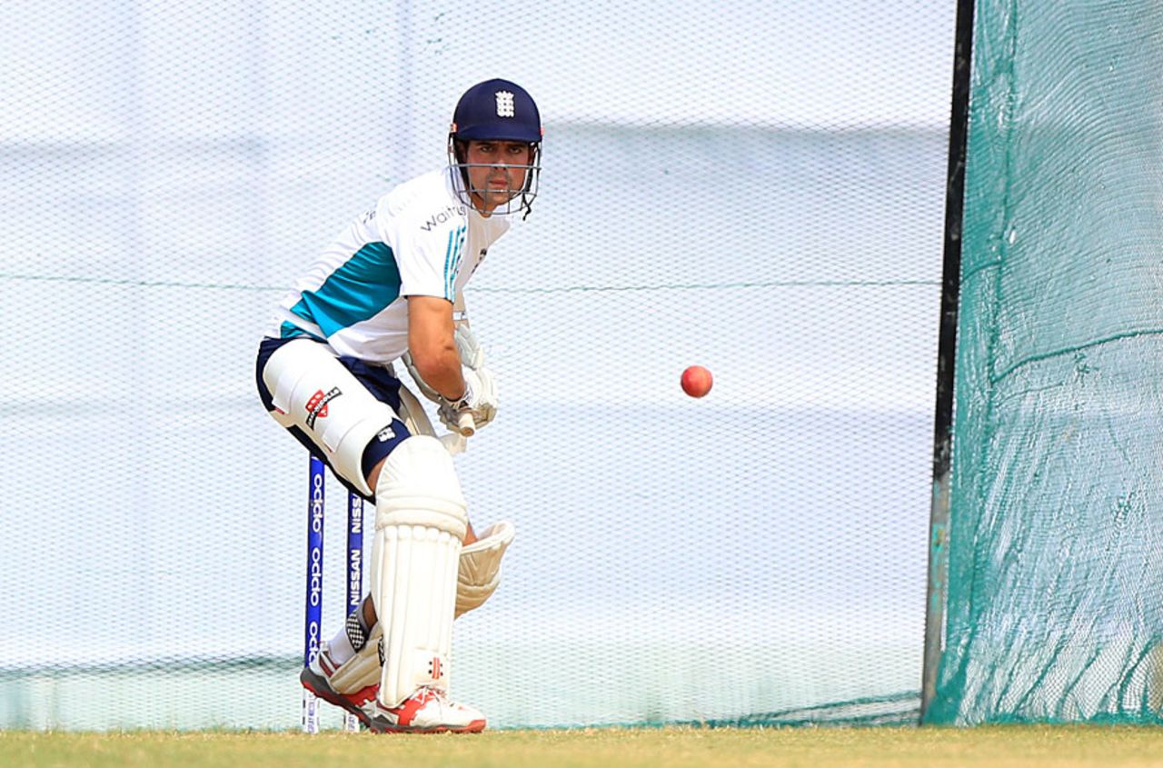 Alastair Cook gets to work in the nets after returning to Bangladesh, Chittagong, October 18, 2016