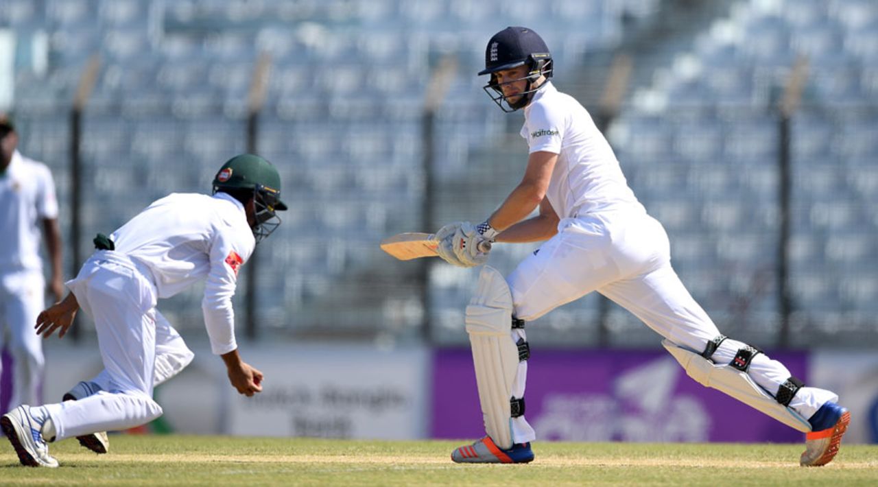 Chris Woakes was caught at short leg off the first ball of the day, Bangladesh v England, 1st Test, Chittagong, 2nd day, October 21, 2016