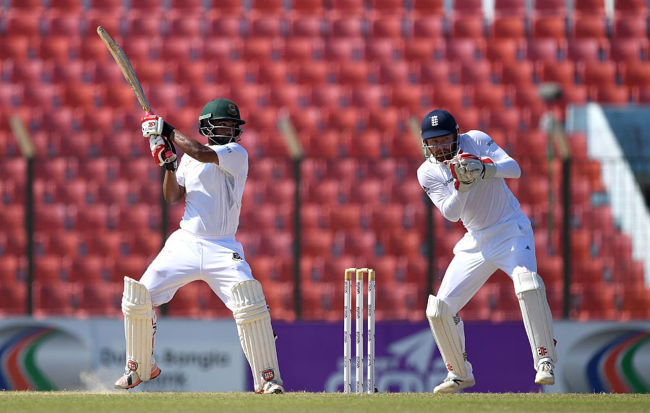 Tamim Iqbal continued his fine record against England, Bangladesh v England, 1st Test, Chittagong, 2nd day, October 21, 2016