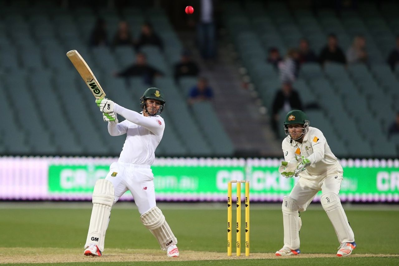 Quinton de Kock goes over the top, Cricket Australia XI v South Africa, Adelaide, 1st day, October 22, 2016