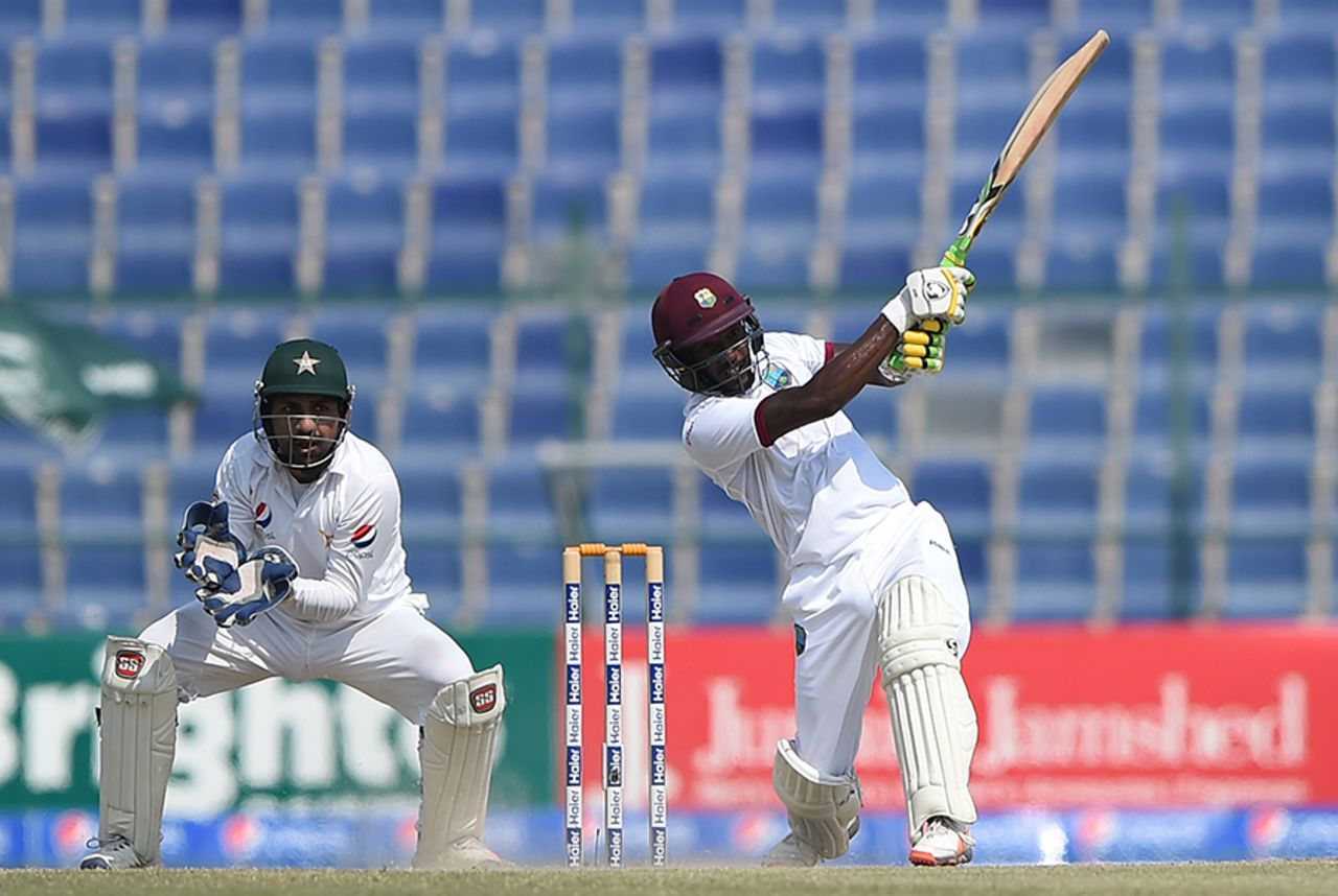 Jermaine Blackwood plays a lofted shot down the ground, Pakistan v West Indies, 2nd Test, Abu Dhabi, 5th day, October 25, 2016