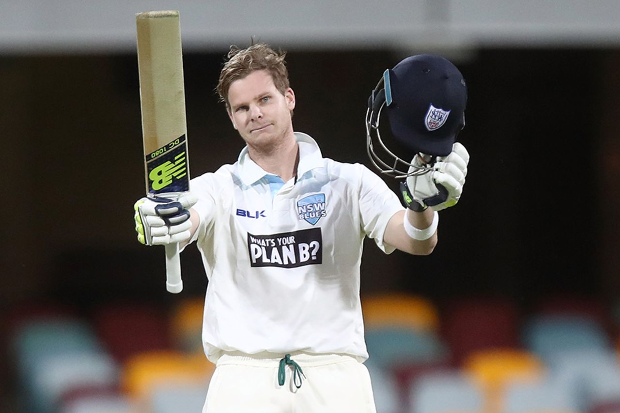 Steven Smith was one of two centurions for New South Wales, Queensland v New South Wales Sheffield Shield 2015-16, 1st day, Brisbane, October 25, 2016