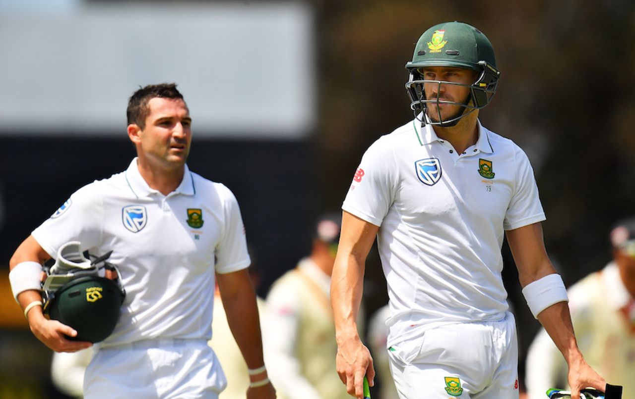 Dean Elgar and Faf du Plessis struck centuries in the warm-up match, South Australia XI v South Africa, Adelaide, 1st day, October 27, 2016