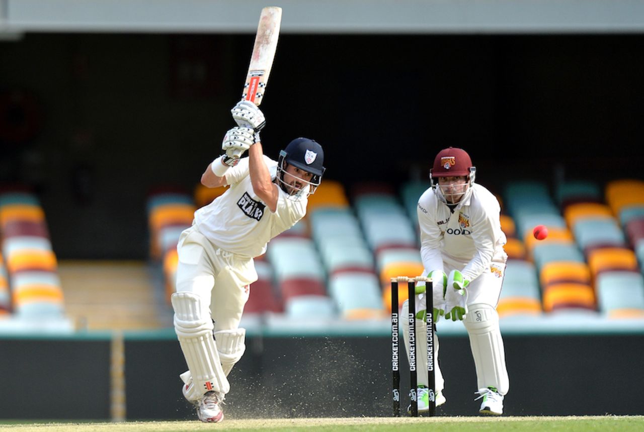 Ed Cowan drills the ball through the off side during his 95, Queensland v New South Wales, Sheffield Shield 2016-17, 3rd day, Brisbane, October 27, 2016