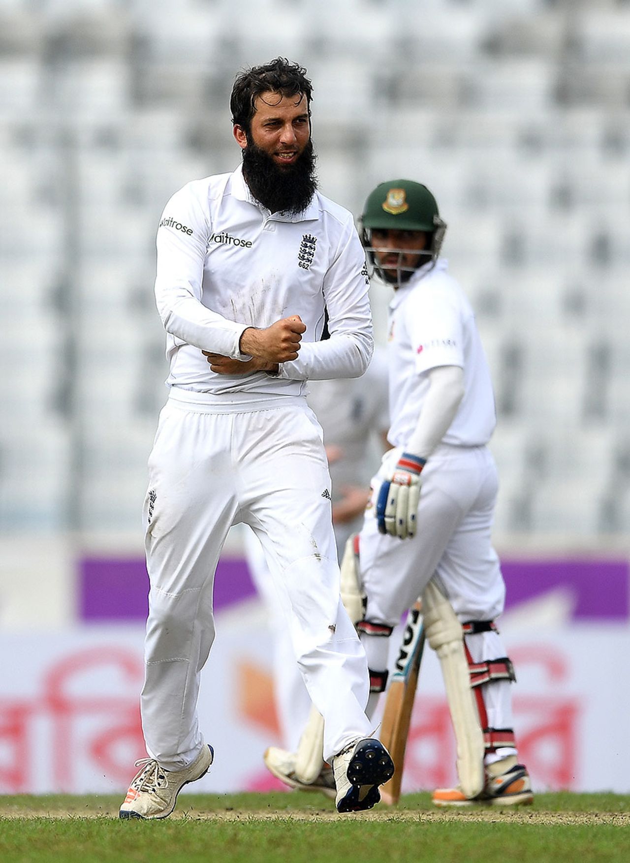 Moeen Ali claimed the big wicket of Tamim Iqbal for 104, Bangladesh v England, 2nd Test, Mirpur, 1st day, October 28, 2016