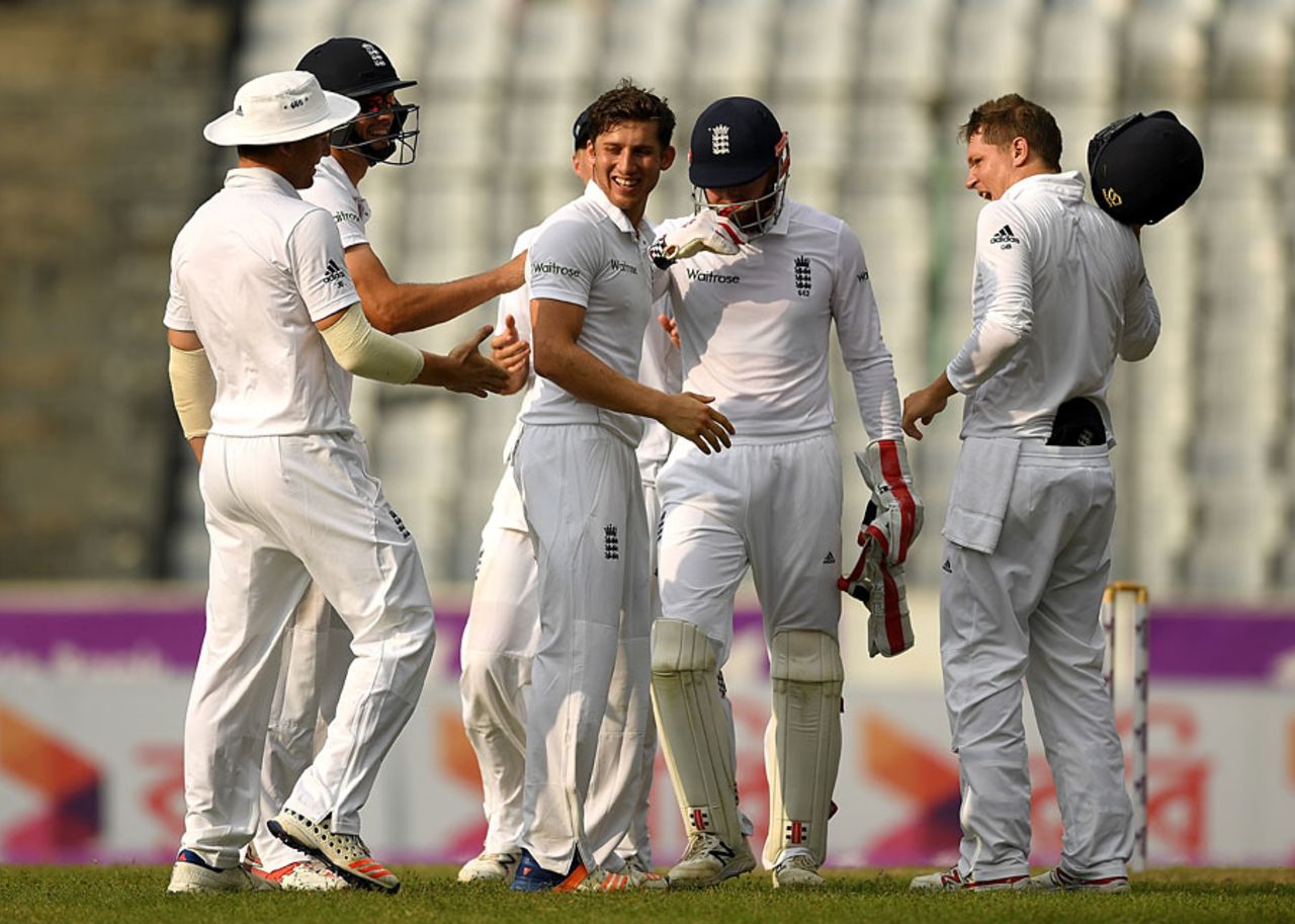 Zafar Ansari claimed his first Test wicket when he removed Tamim Iqbal, Bangladesh v England, 2nd Test, Mirpur, 2nd day, October 29, 2016