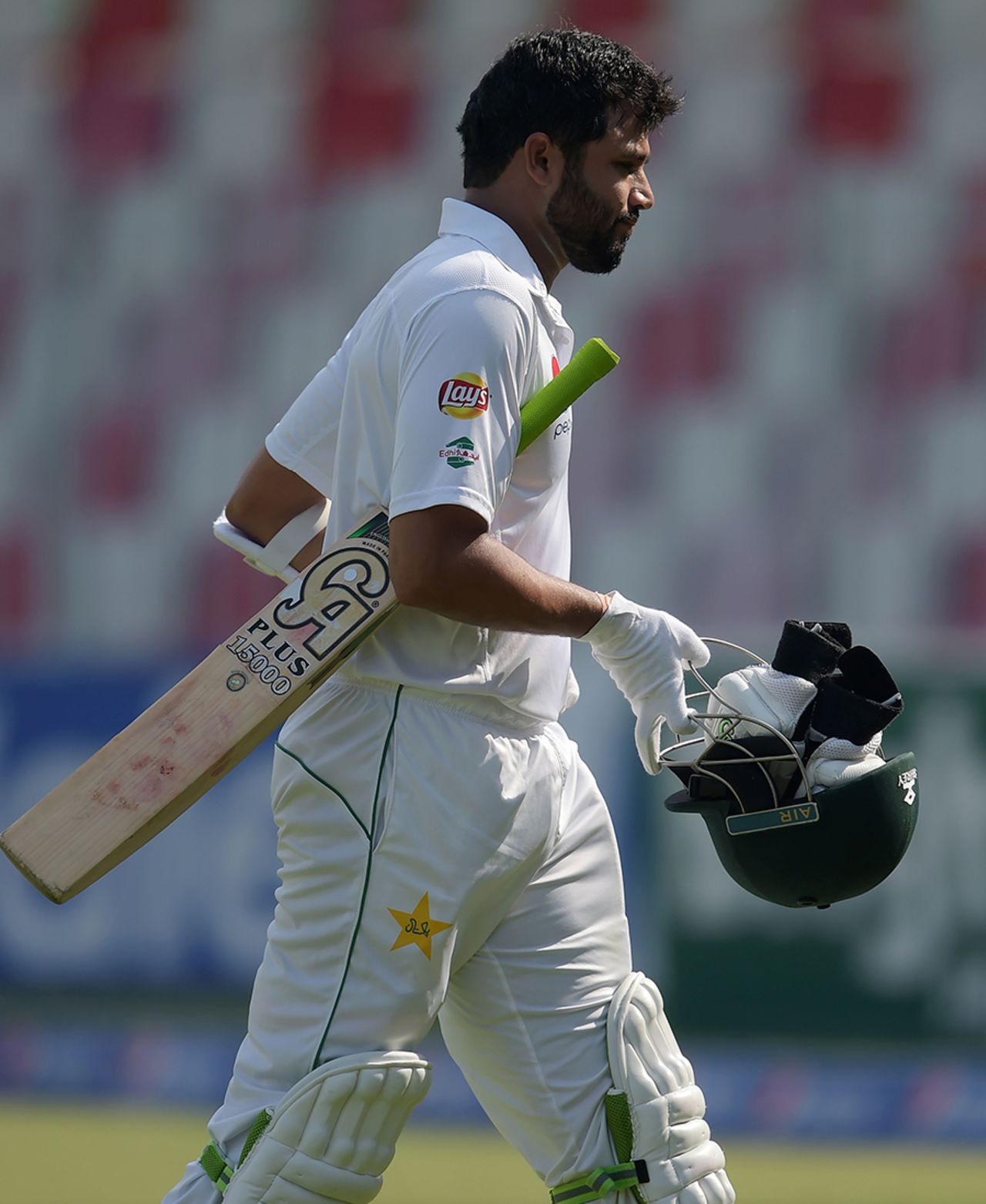 Azhar Ali walks off dejected after being dismissed for a duck, Pakistan v West Indies, 3rd Test, Sharjah, 1st day, October 30, 2016