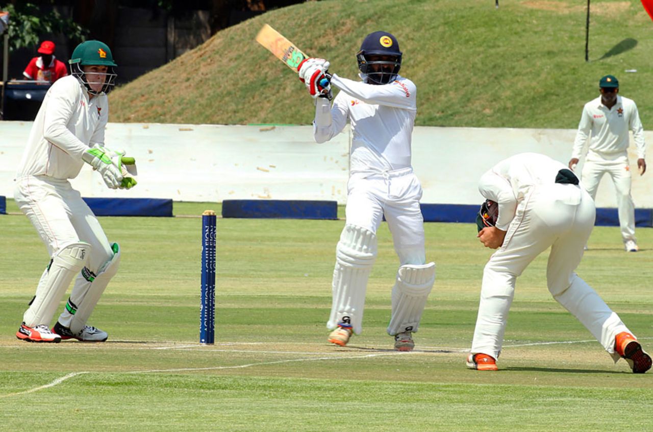 Upul Tharanga slaps one away towards midwicket, Zimbabwe v Sri Lanka, 1st Test, Harare, 2nd day, October 30, 2016