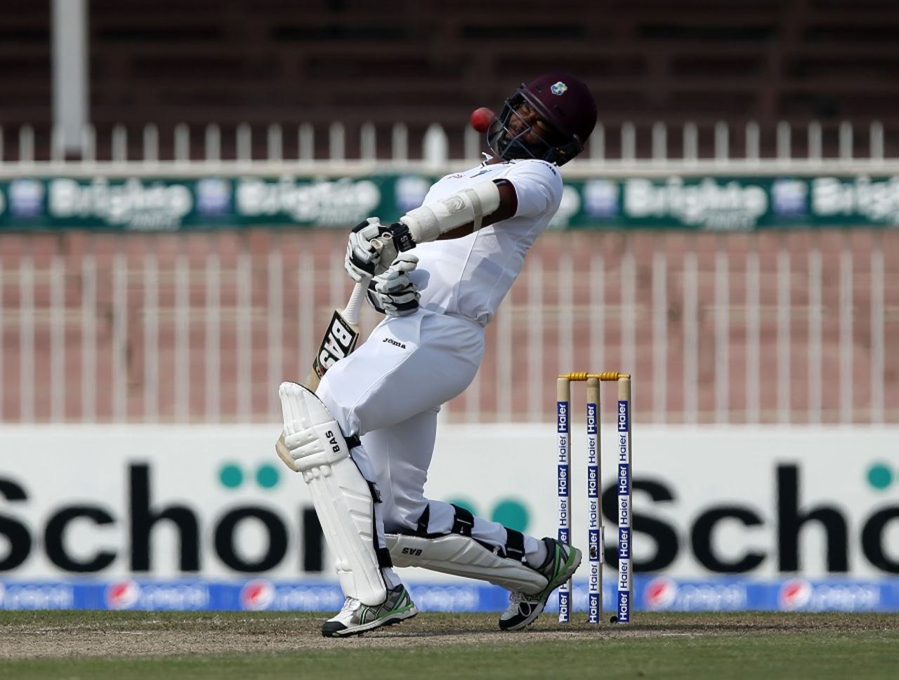 Tailender Shannon Gabriel avoids a short ball, Pakistan v West Indies, 3rd Test, Sharjah, 3rd day, November 1, 2016