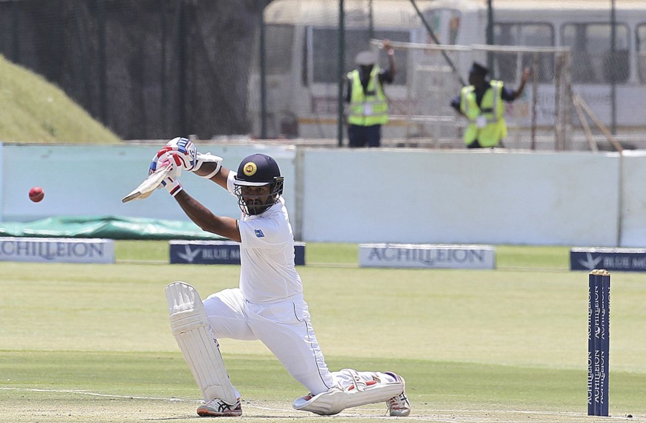 Dimuth Karunaratne followed up his first-innings half-century with 110, Zimbabwe v Sri Lanka, 1st Test, Harare, 4th day, November 1, 2016