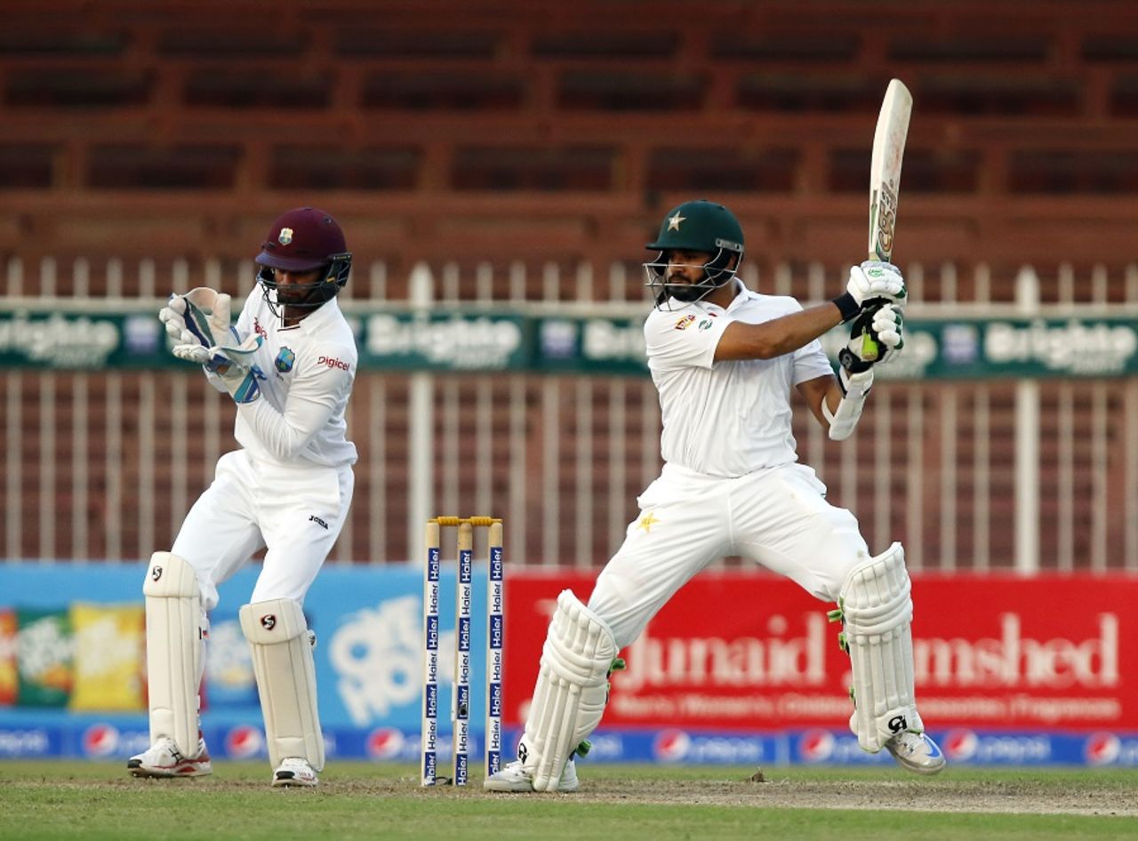Azhar Ali cuts hard towards the off side, Pakistan v West Indies, 3rd Test, Sharjah, 3rd day, November 1, 2016