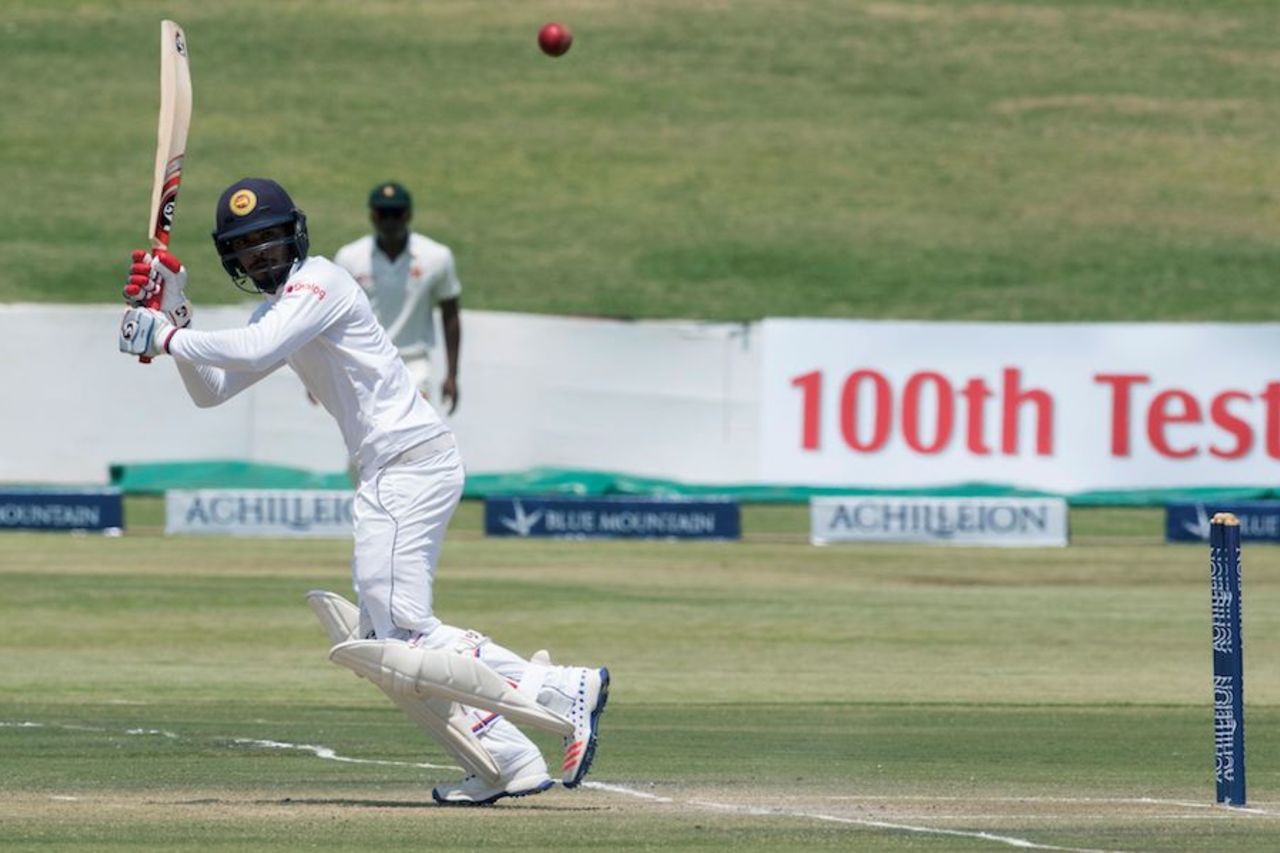 Dhananjaya de Silva flicks during his quick half-century, Zimbabwe v Sri Lanka, 1st Test, Harare, 4th day, November 1, 2016