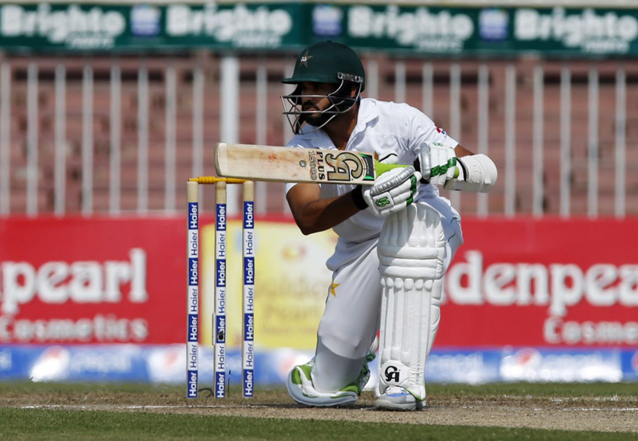 Azhar Ali plays a cover drive, Pakistan v West Indies, 3rd Test, Sharjah, 4th day, November 2, 2016