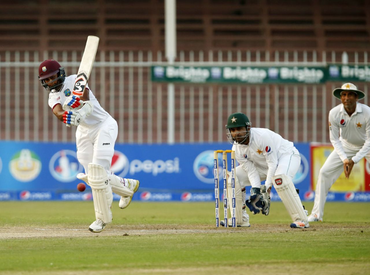 Shane Dowrich drives into the legside, Pakistan v West Indies, 3rd Test, Sharjah, 4th day, November 2, 2016