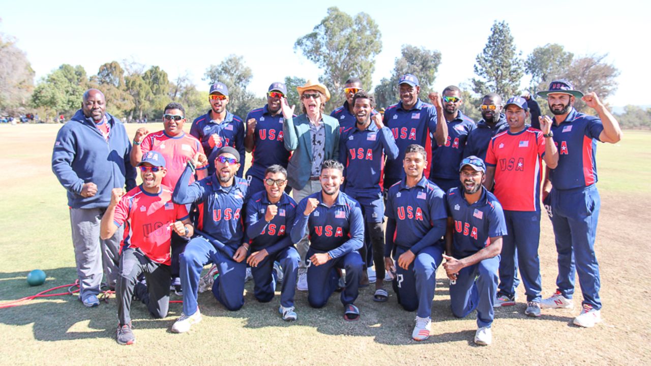 The USA squad were graced by the presence of Sir Mick Jagger during the final at Woodley Park, USA v Oman, ICC World Cricket League Division Four Final, Los Angeles, November 5, 2016