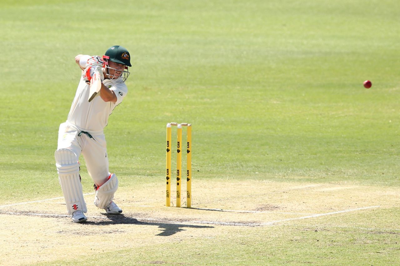 David Warner cuts through the off side, Australia v South Africa, 1st Test, Perth, 4th day, November 6, 2016