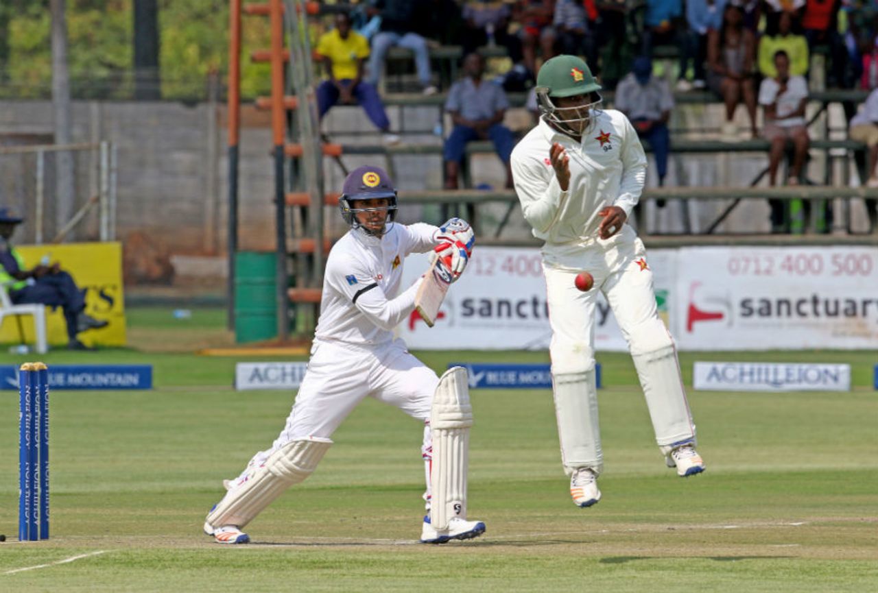 Dhananjaya de Silva punches through the off side, Zimbabwe v Sri Lanka, 2nd Test, Harare, 1st day, November 6, 2016