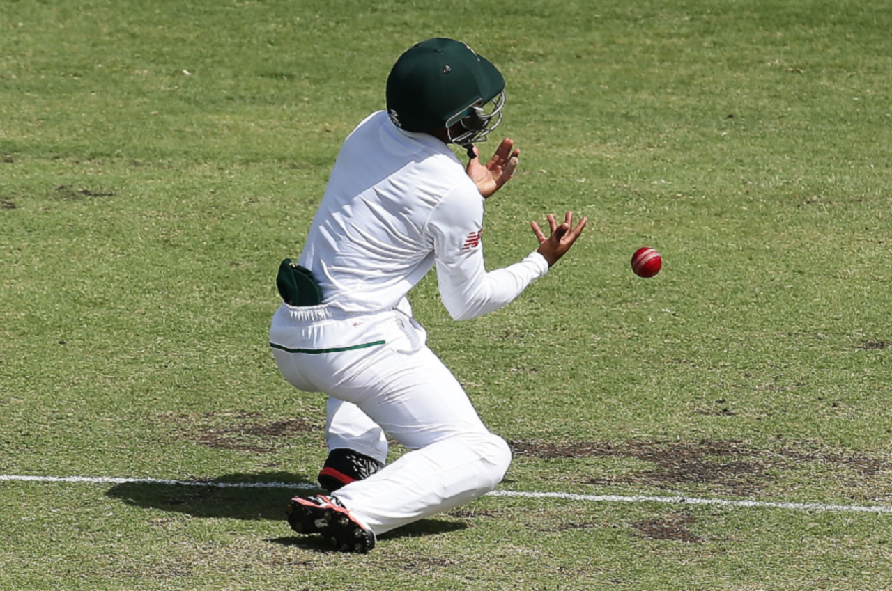 Temba Bavuma drops a catch off Josh Hazlewood, Australia v South Africa, 1st Test, Perth, 5th day, November 7, 2016