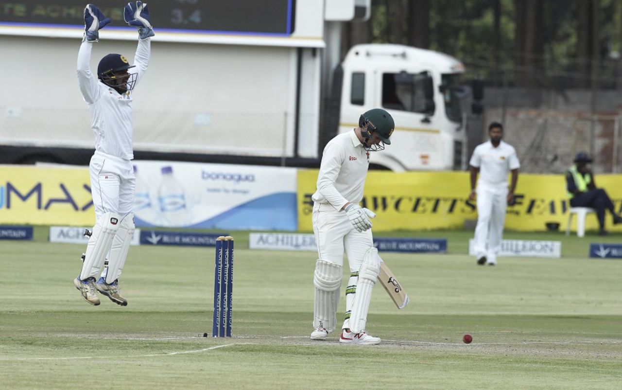 Peter Moor was trapped lbw by Dilruwan Perera for 33, Zimbabwe v Sri Lanka, 2nd Test, Harare, 3rd day, November 8, 2016