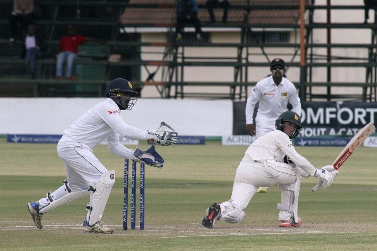 Sean Williams sweeps behind square, Zimbabwe v Sri Lanka, 2nd Test, Harare, 3rd day, November 8, 2016