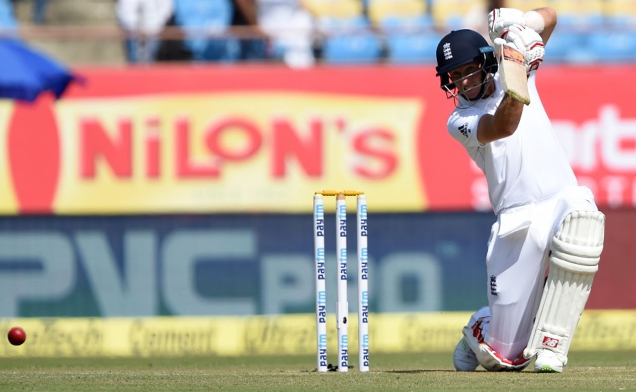 Joe Root sets himself up for a cover drive, India v England, 1st Test, Rajkot, 1st day, November 9, 2016