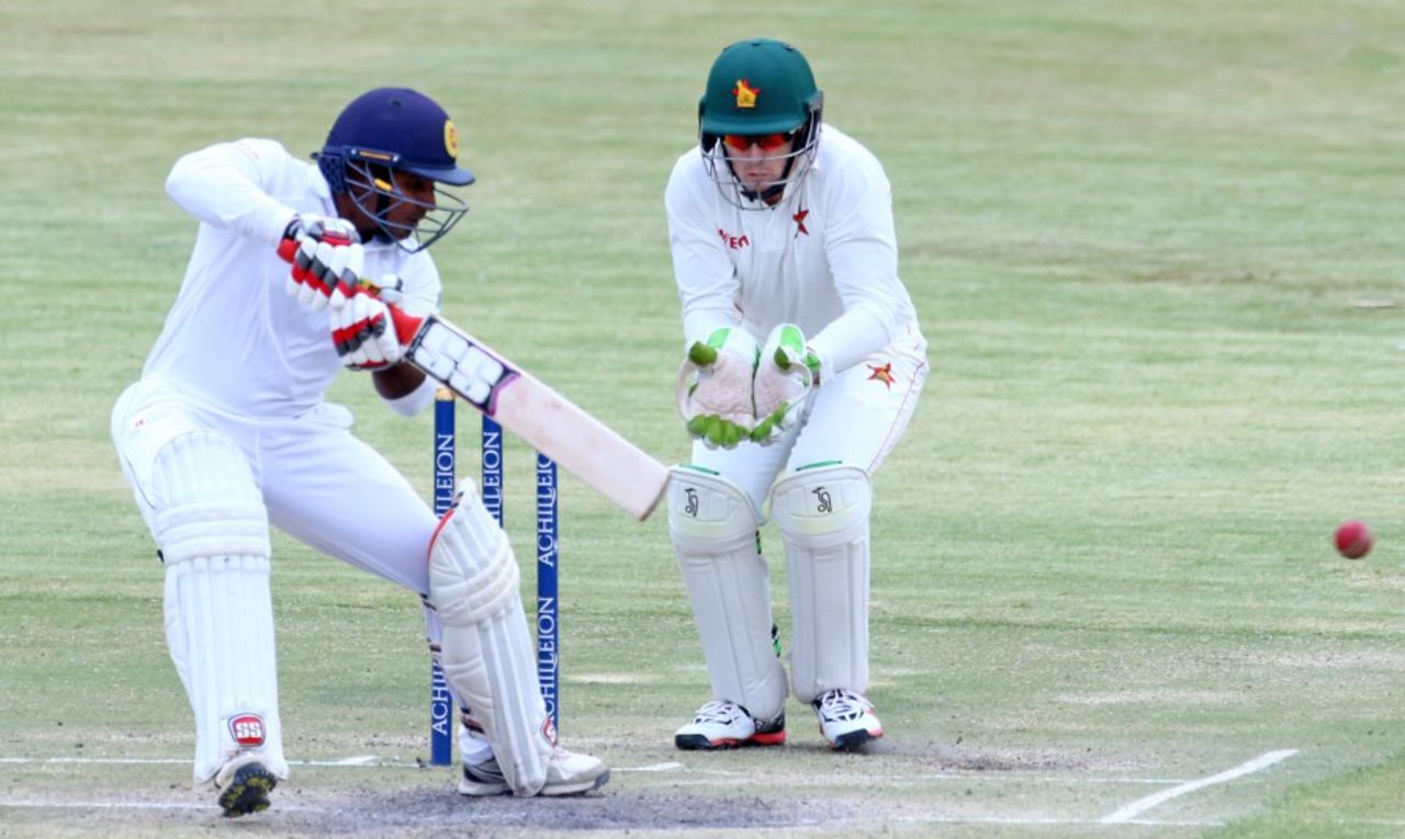Kusal Perera cuts en route to his half-century, Zimbabwe v Sri Lanka, 2nd Test, Harare, 4th day, November 9, 2016