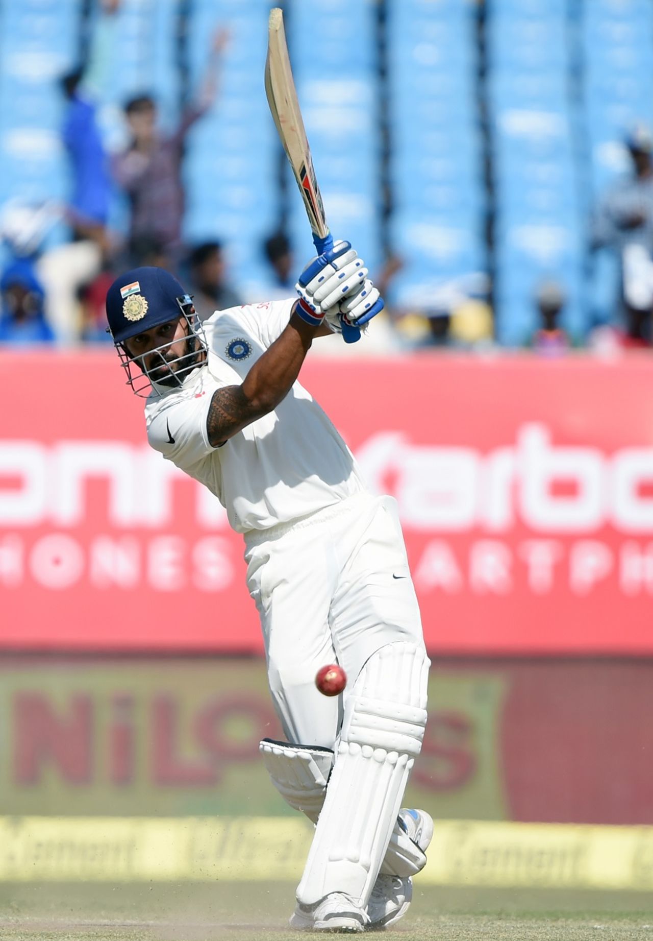 M Vijay tries to go down the ground, India v England, 1st Test, Rajkot, 5th day, November 13, 2016