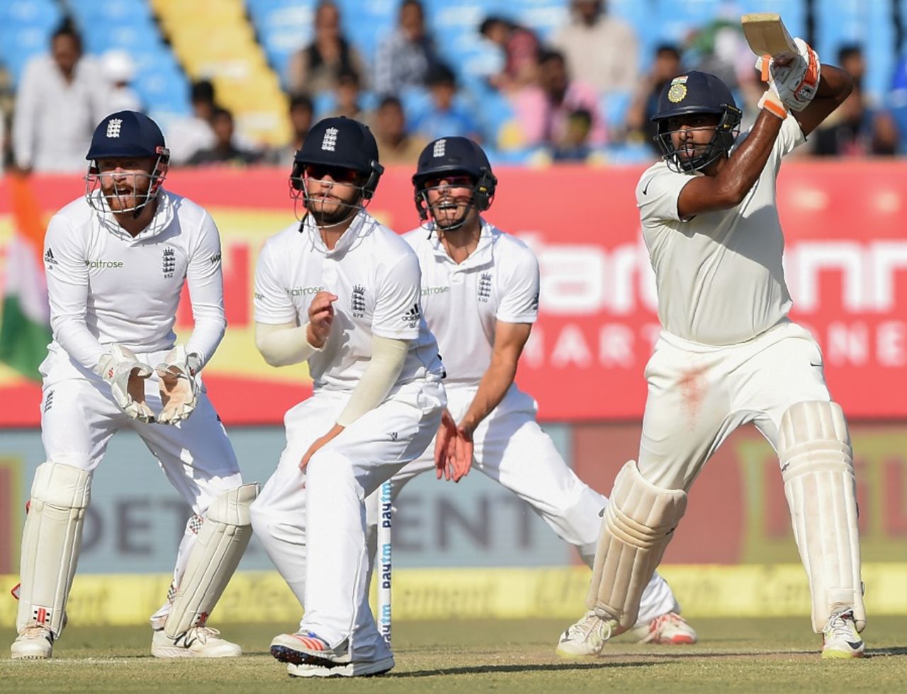 R Ashwin hung in for 53 balls, scoring 32, India v England, 1st Test, Rajkot, 5th day, November 13, 2016