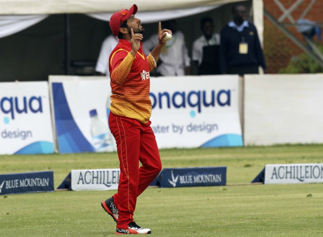 Sikandar Raza celebrates a tumbling catch, Zimbabwe v Sri Lanka, Zimbabwe tri-series 2016-17, Harare, November 14, 2016