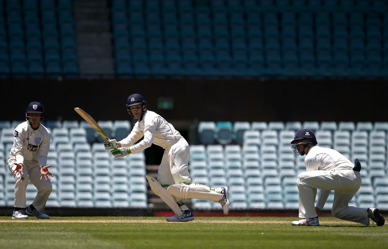Peter Handscomb works one through the leg side, New South Wales v Victoria, Sheffield Shield, Sydney, 1st day, November 17, 2016