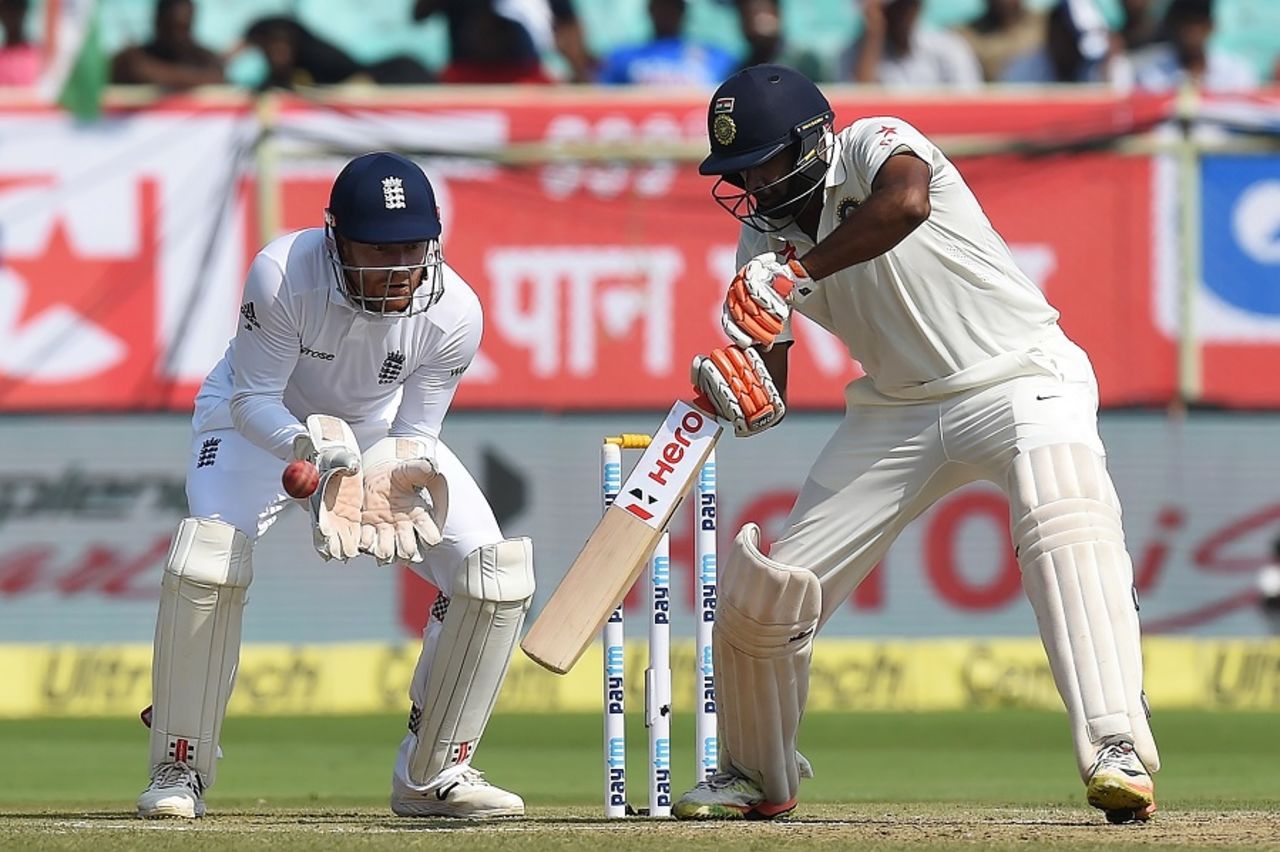 R Ashwin cuts one past Jonny Bairstow, India v England, 2nd Test, Visakhapatnam, 2nd day, November 18, 2016