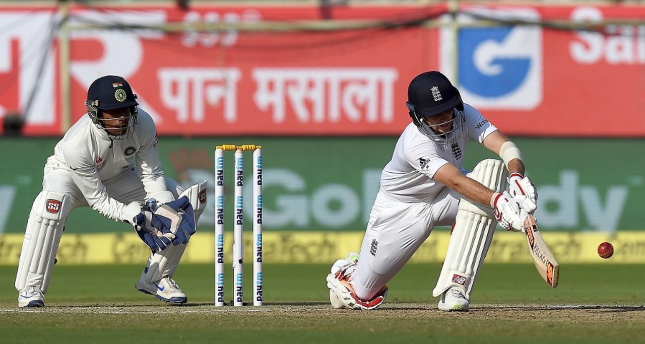 Joe Root brings out the sweep, India v England, 2nd Test, Vishakapatnam, 2nd day, November 18, 2016