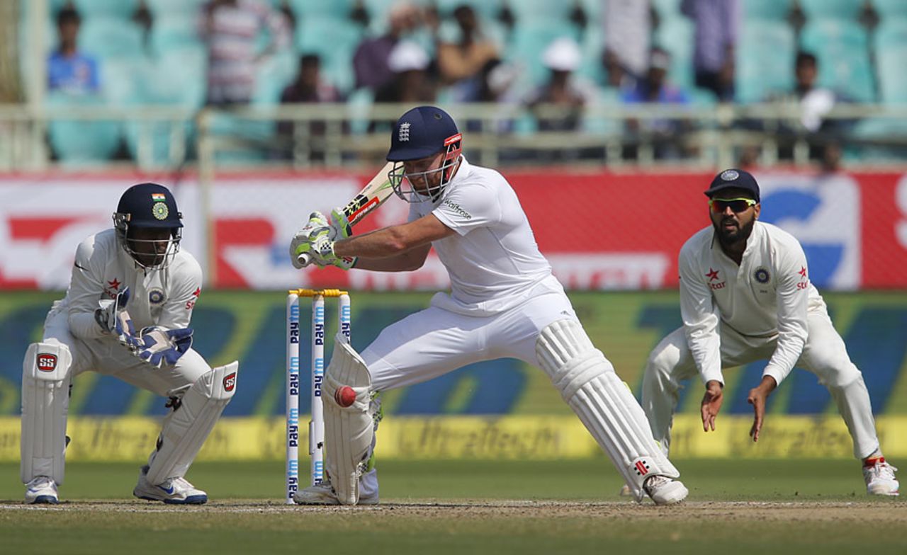 Jonny Bairstow overcame an injury scare to build a solid innings, India v England, 2nd Test, Visakhapatnam, 3rd day, November 19, 2016