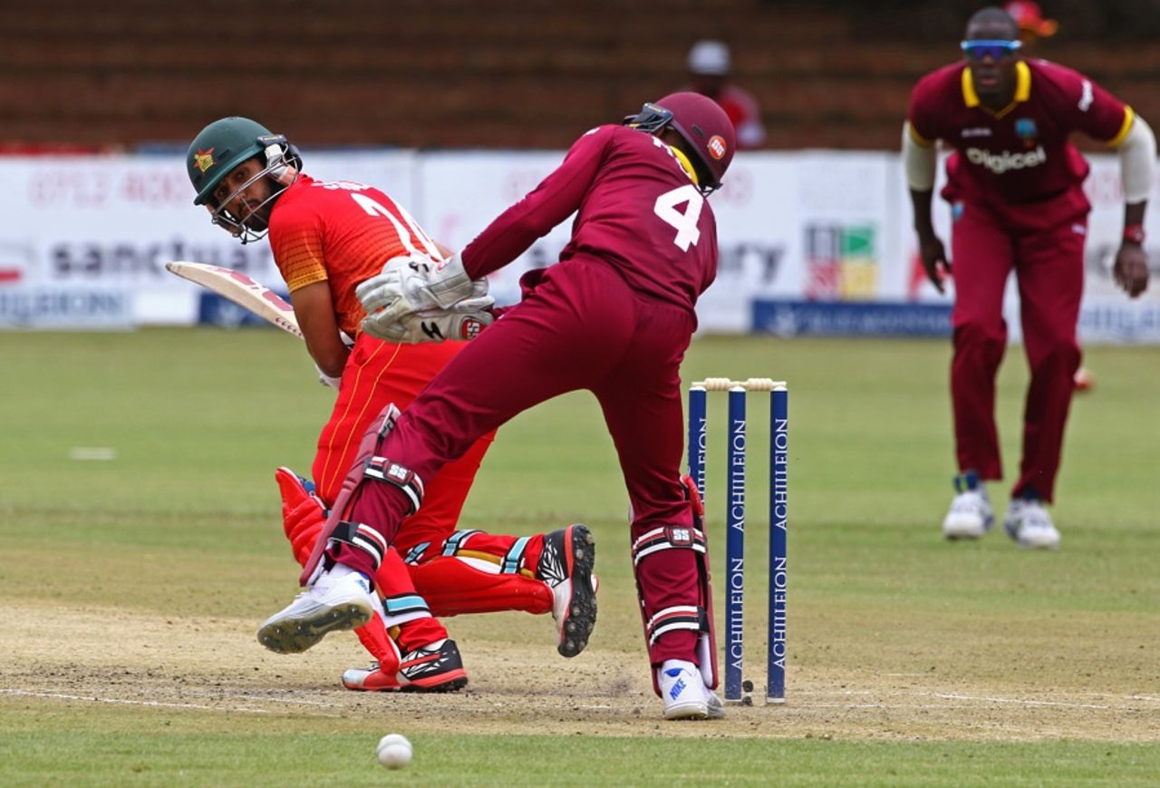Sikandar Raza glances one fine, Zimbabwe v West Indies, tri-nation series, Bulawayo, November 19, 2016