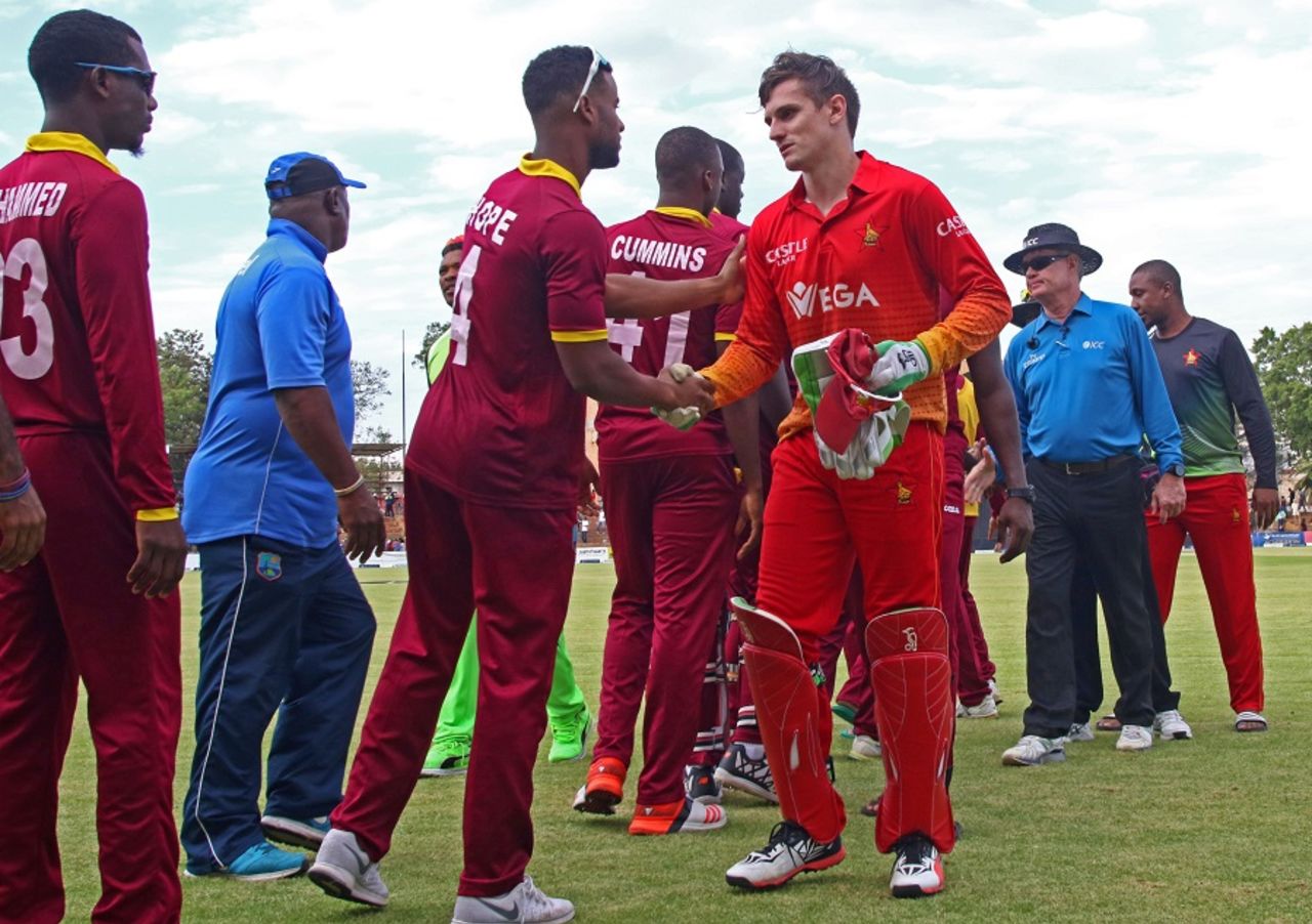 PJ Moor effected a run-out off the last ball, Zimbabwe v West Indies, tri-nation series, Bulawayo, November 19, 2016