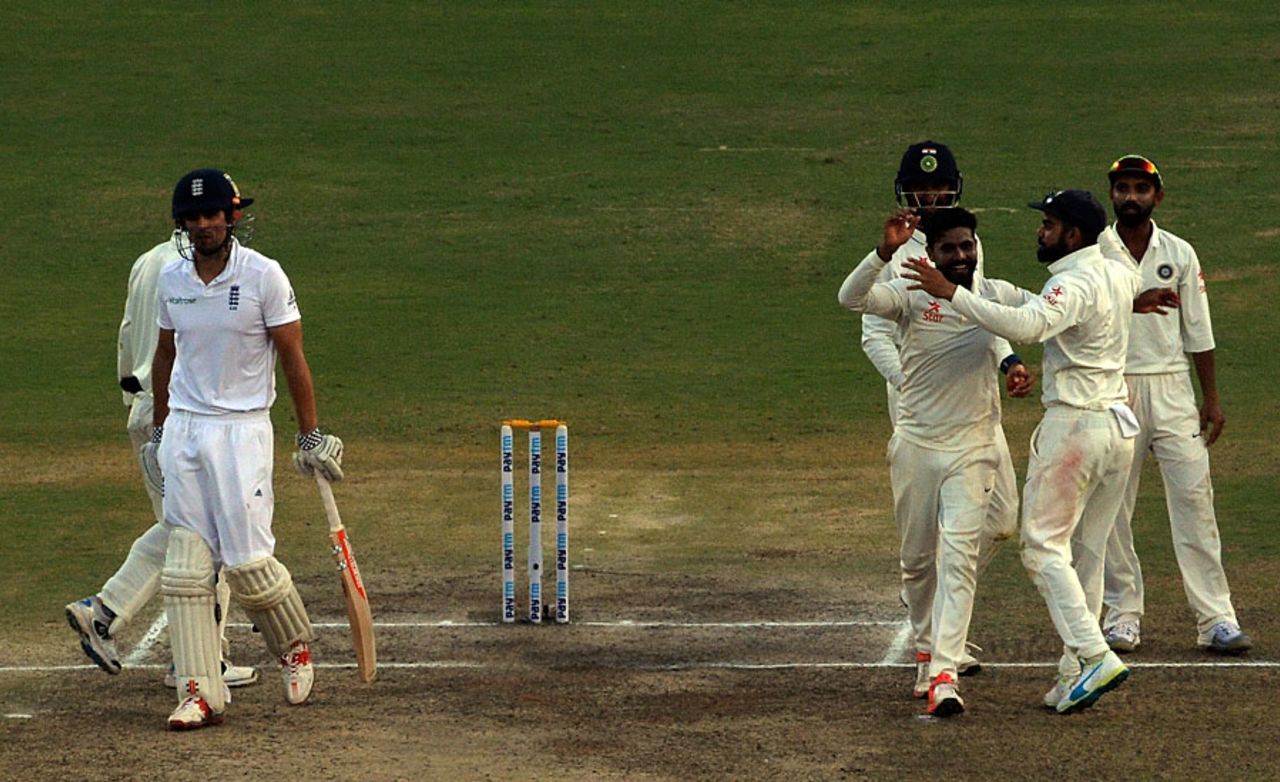 So near, yet so far: Alastair Cook is given out to the last ball of the day, India v England, 2nd Test, Visakhapatnam, 4th day, November 20, 2016
