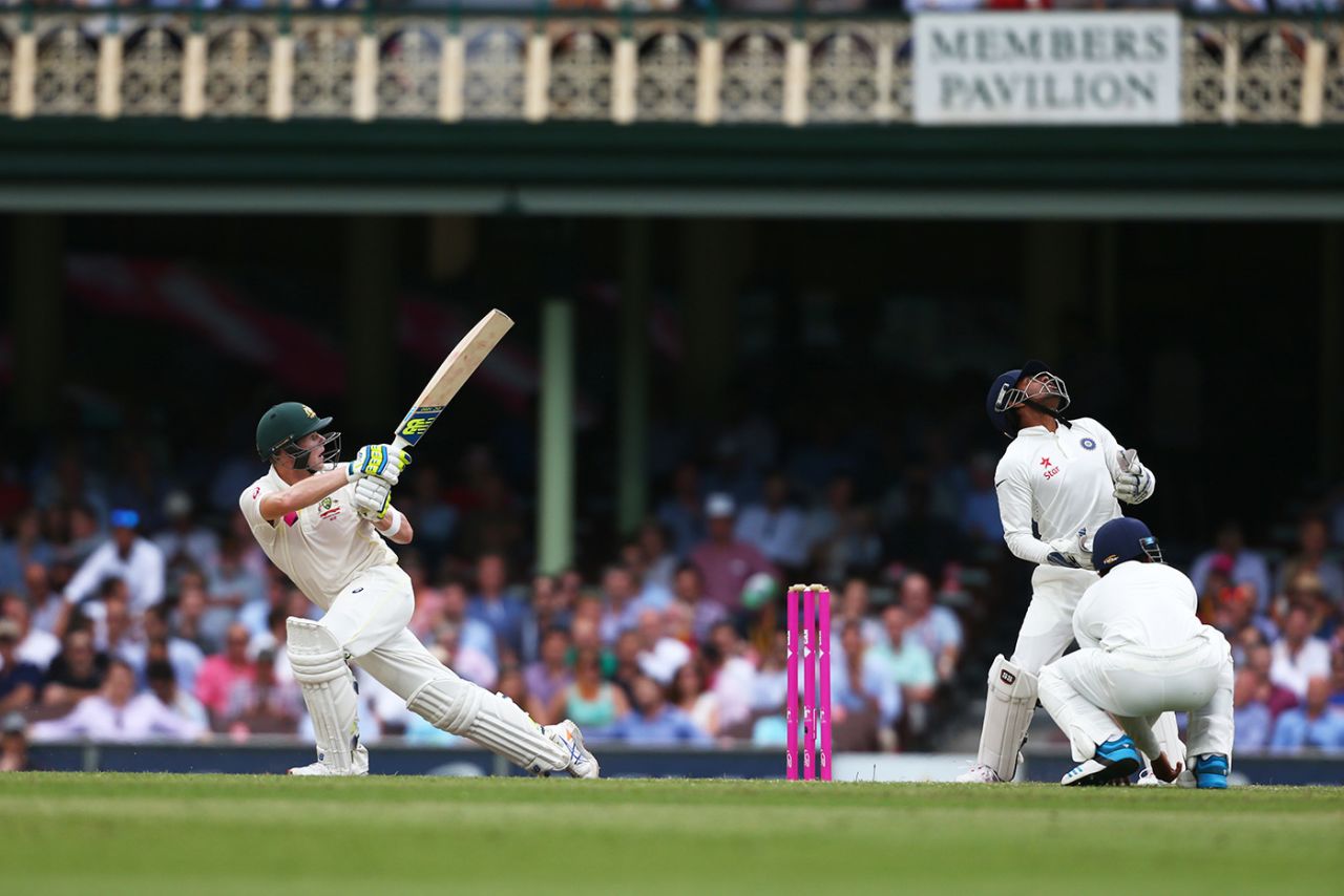 Steve Smith plays to leg, Australia v India, fourth Test, day four, Sydney, January 9, 2015