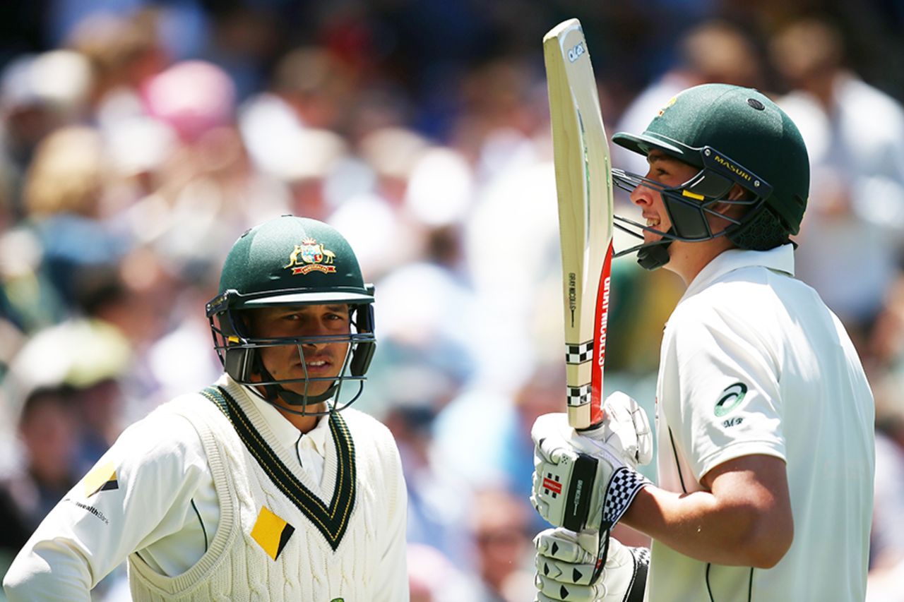 Usman Khawaja and Matt Renshaw added only five runs to their partnership on the second morning, Australia v South Africa, 3rd Test, Adelaide, 2nd day, November 25, 2016